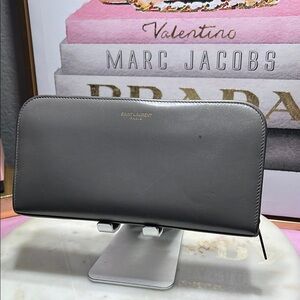 Saint Laurent Paris Wallet Zip All Around Calfskin Leather Minimalist De…